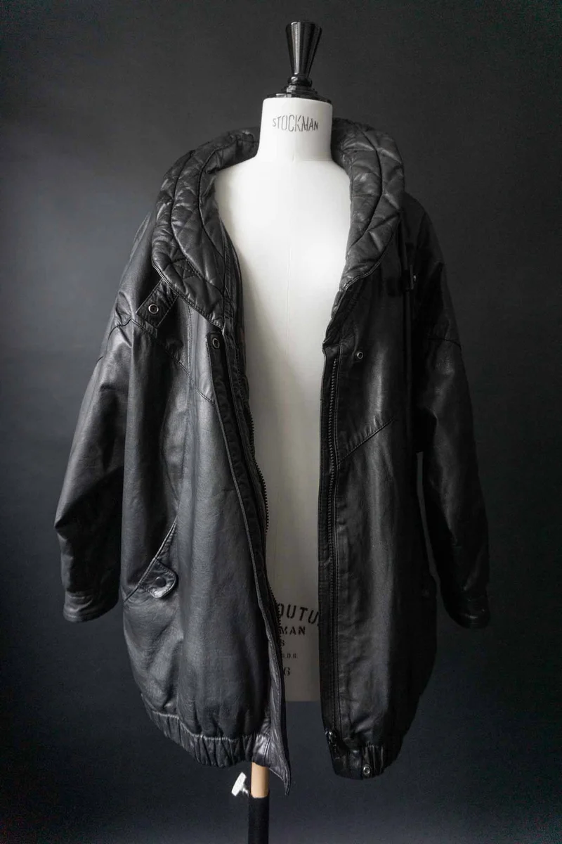 Vintage Lederjacke Cocoon, Schwarz, XS–M