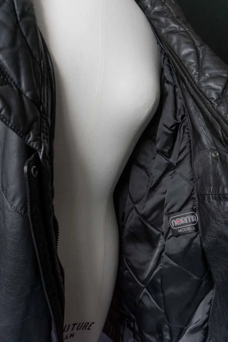Vintage Lederjacke Cocoon, Schwarz, XS–M