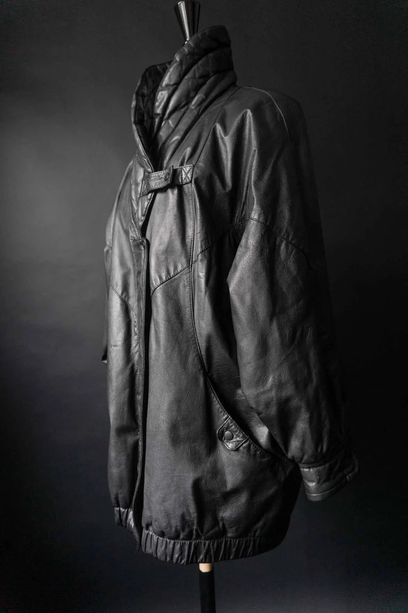 Vintage Lederjacke Cocoon, Schwarz, XS–M