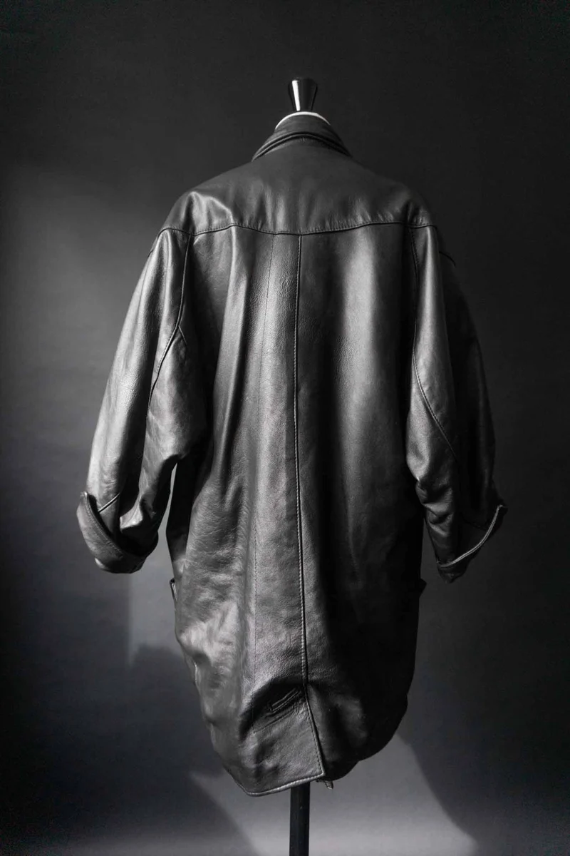 Vintage 80s Oversized Leder-Blazer, Schwarz, S–M