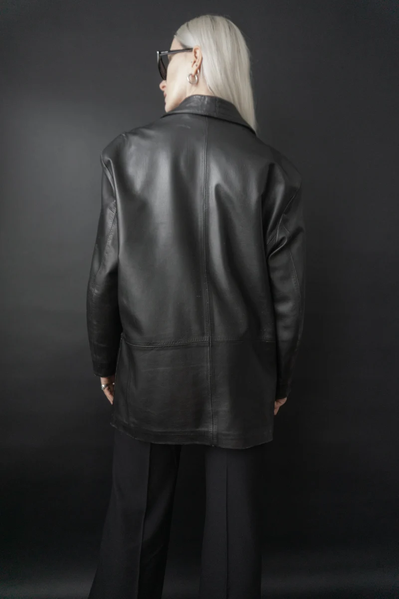 Oversize Lederblazer Schwarz