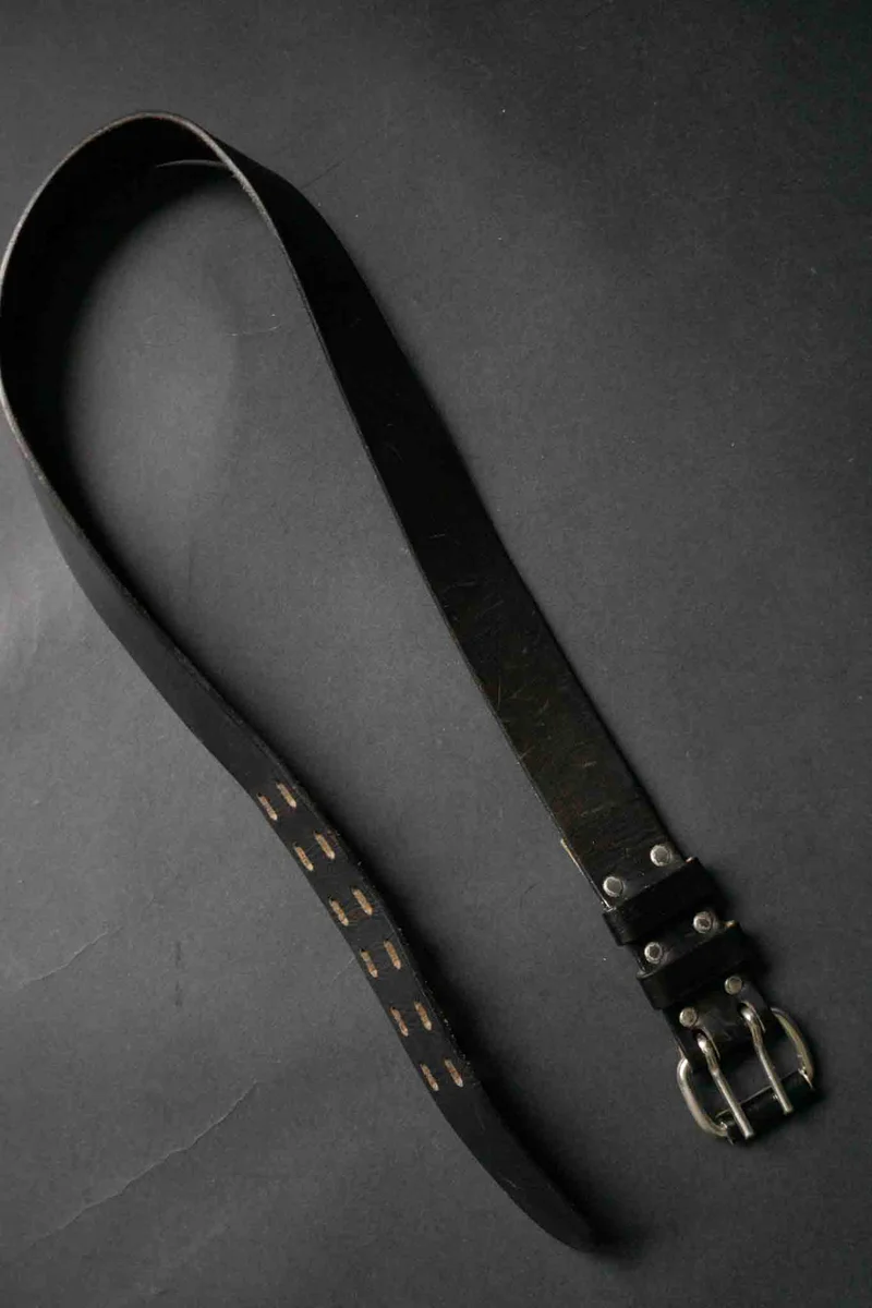 Schwarzer vintage Leder-Gürtel, 85