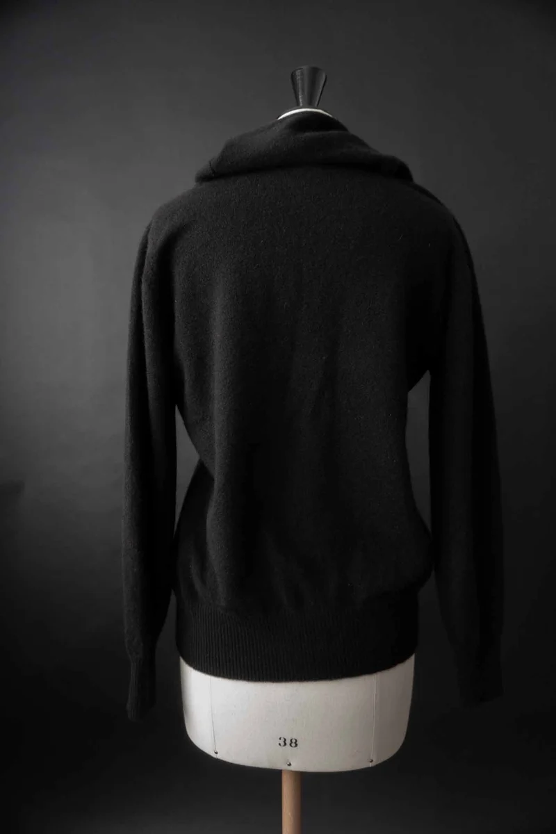 Vintage 90s Kaschmirpullover mit drapiertem Kragen, S–M