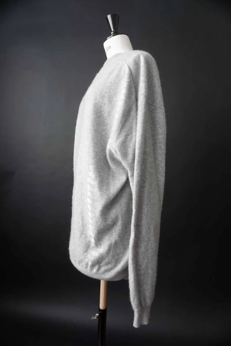 Vintage Kaschmir Pullover oversized, Grau, M–XL