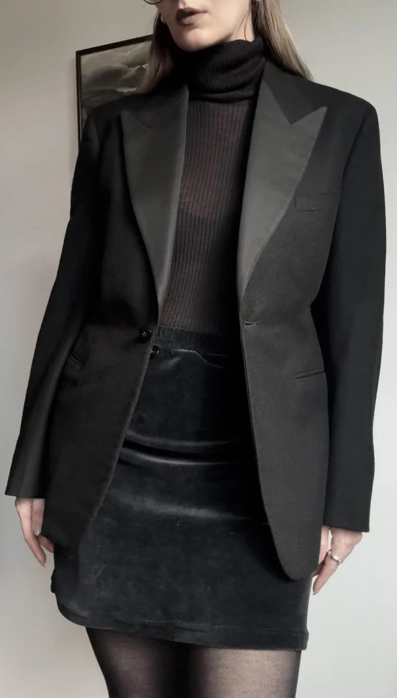 Vintage Smoking Blazer, Schwarz, S–M