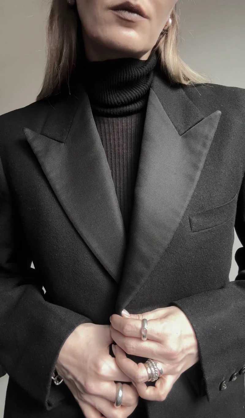 Vintage Smoking Blazer, Schwarz, S–M