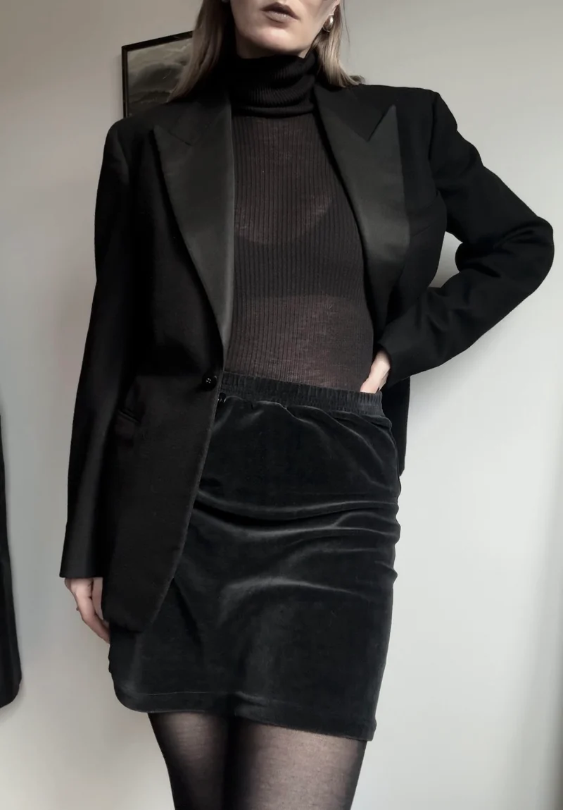 Vintage Smoking Blazer, Schwarz, S–M