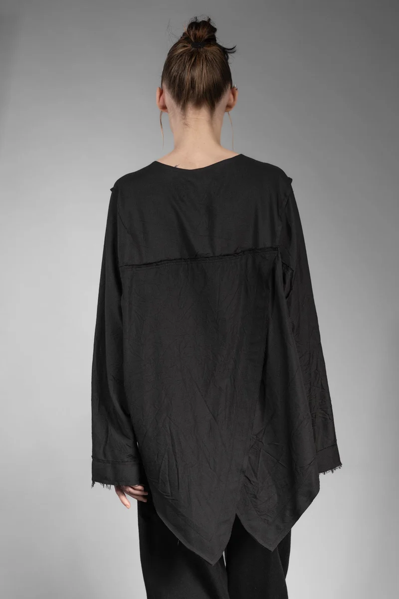 eigensinnig wien | Virilio | Schwarzer Seiden-Wolle-Pullover in Oversize Design