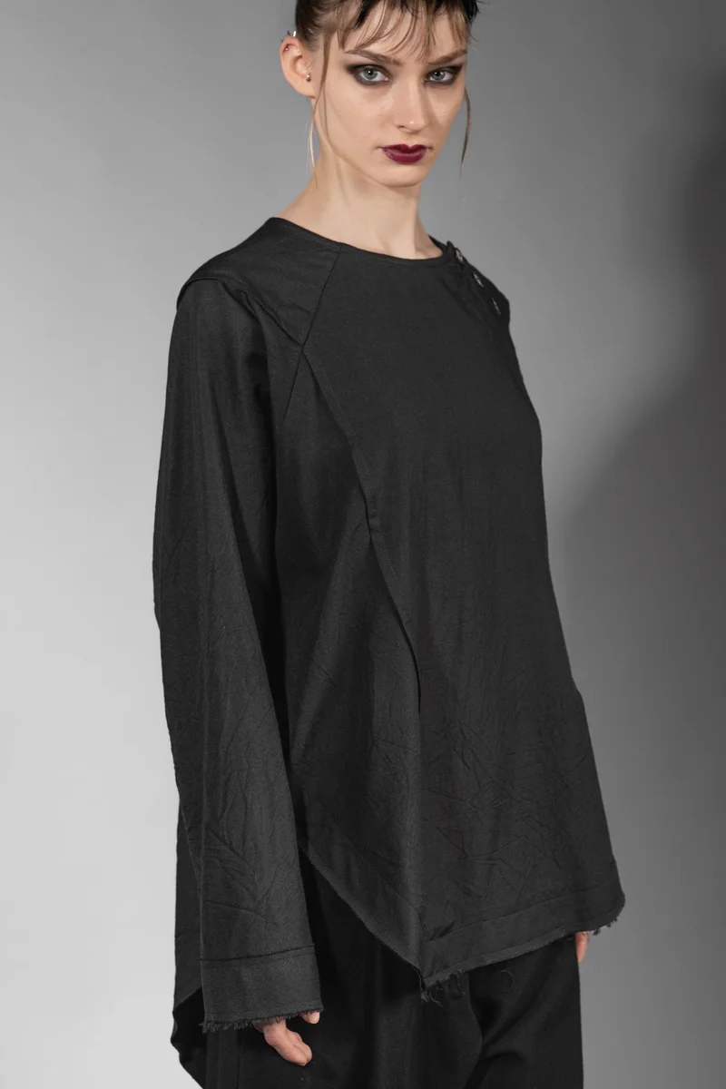eigensinnig wien | Virilio | Schwarzer Seiden-Wolle-Pullover in Oversize Design