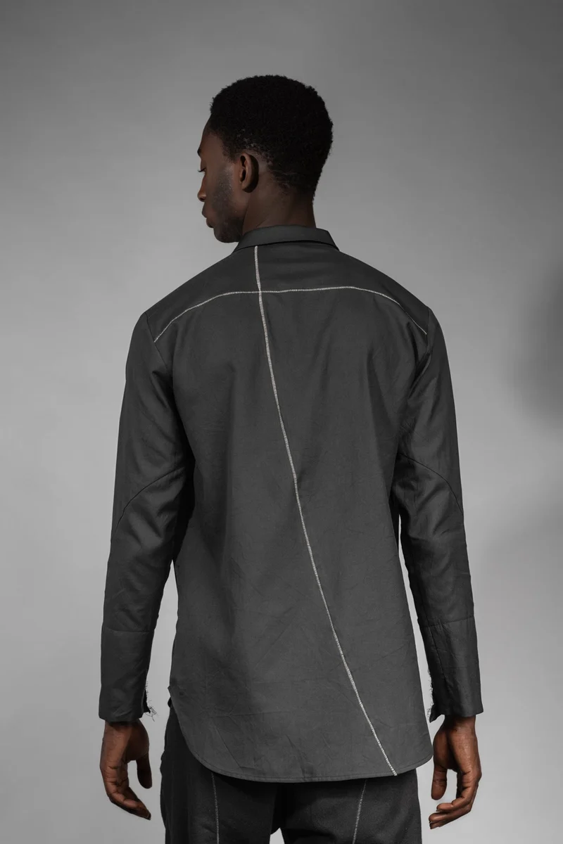 eigensinnig wien | Gruen | Schwarzes Designer-Herrenhemd aus luxuriöser, italienischer Baumwolle