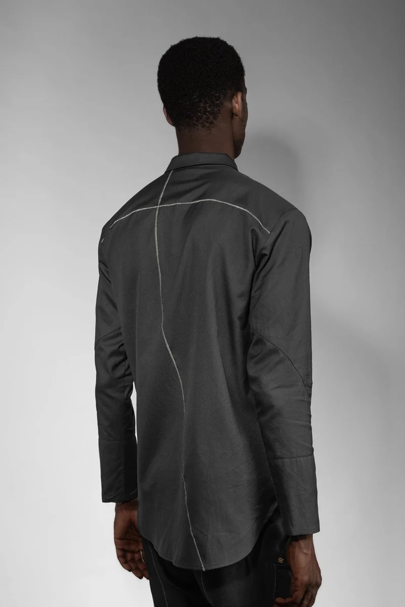 eigensinnig wien | Gruen | Schwarzes Designer-Herrenhemd aus luxuriöser, italienischer Baumwolle
