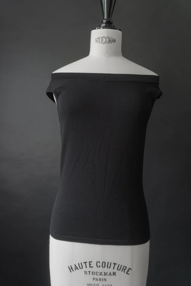 Vintage Top, Schwarz Strick Seide, M