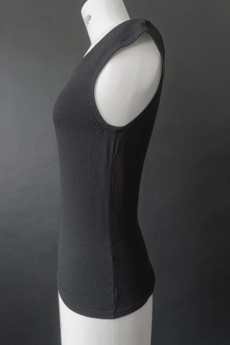 Vintage Top, Schwarz Strick Seide, M