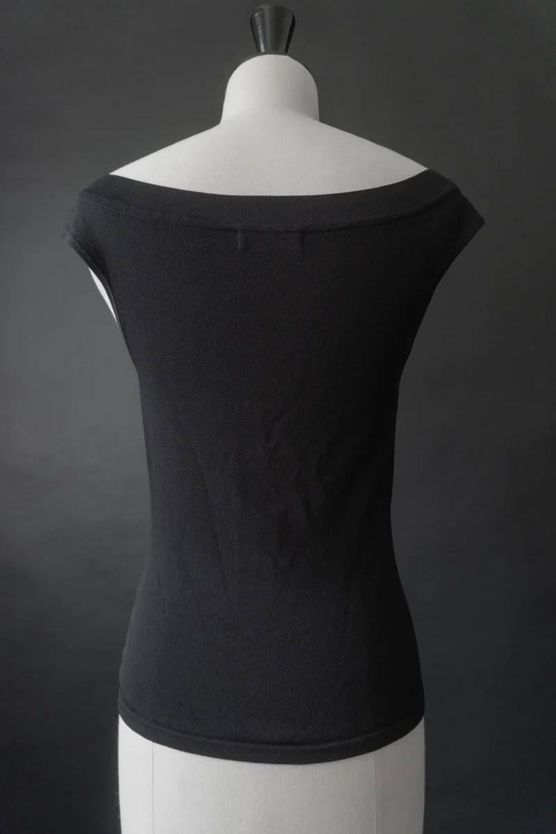Vintage Top, Schwarz Strick Seide, M