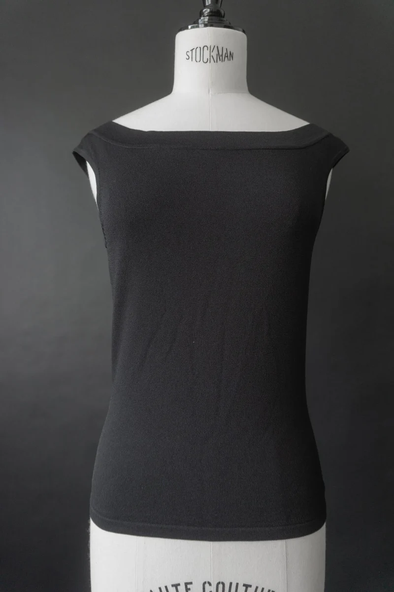 Vintage Top, Schwarz Strick Seide, M