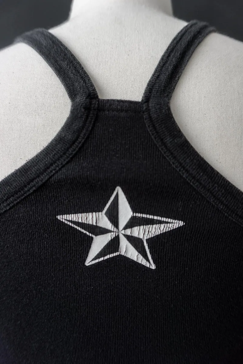 Vintage Tanktop, Schwarz Print Fuck the World, S–M