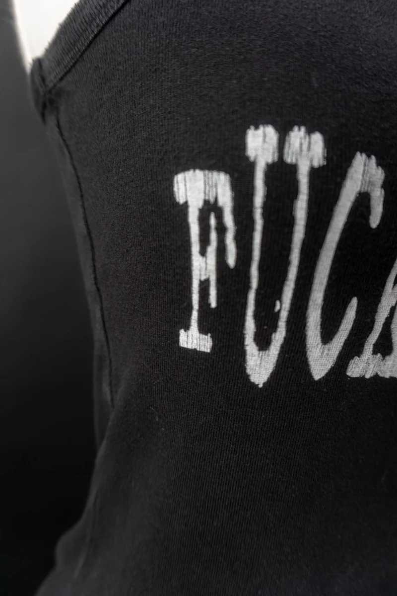 Vintage Tanktop, Schwarz Print Fuck the World, S–M