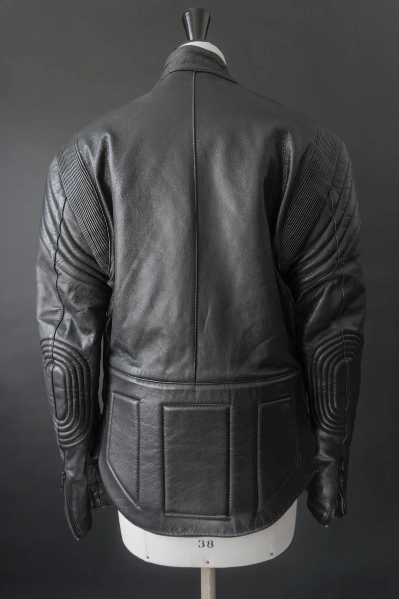 Vintage Biker-Lederjacke, Schwarz Protektoren, M–L