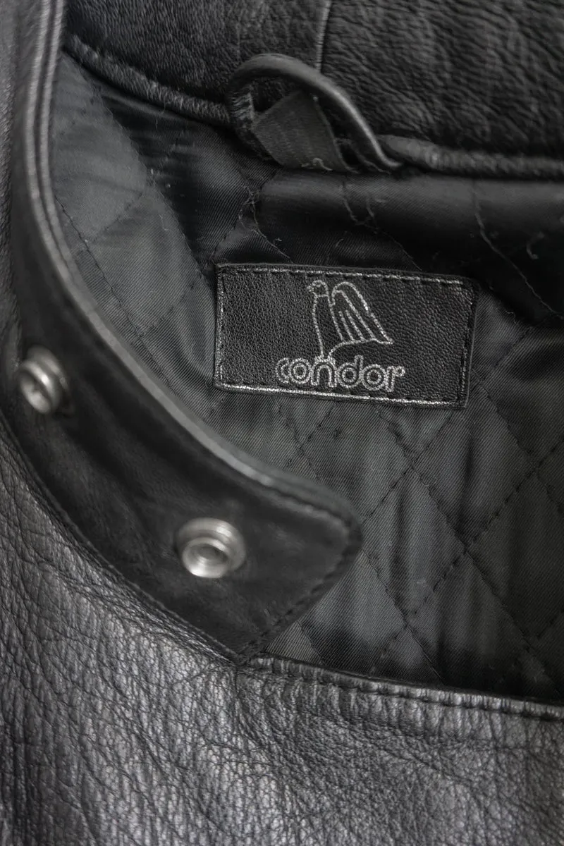 Vintage Biker-Lederjacke, Schwarz Protektoren, M–L