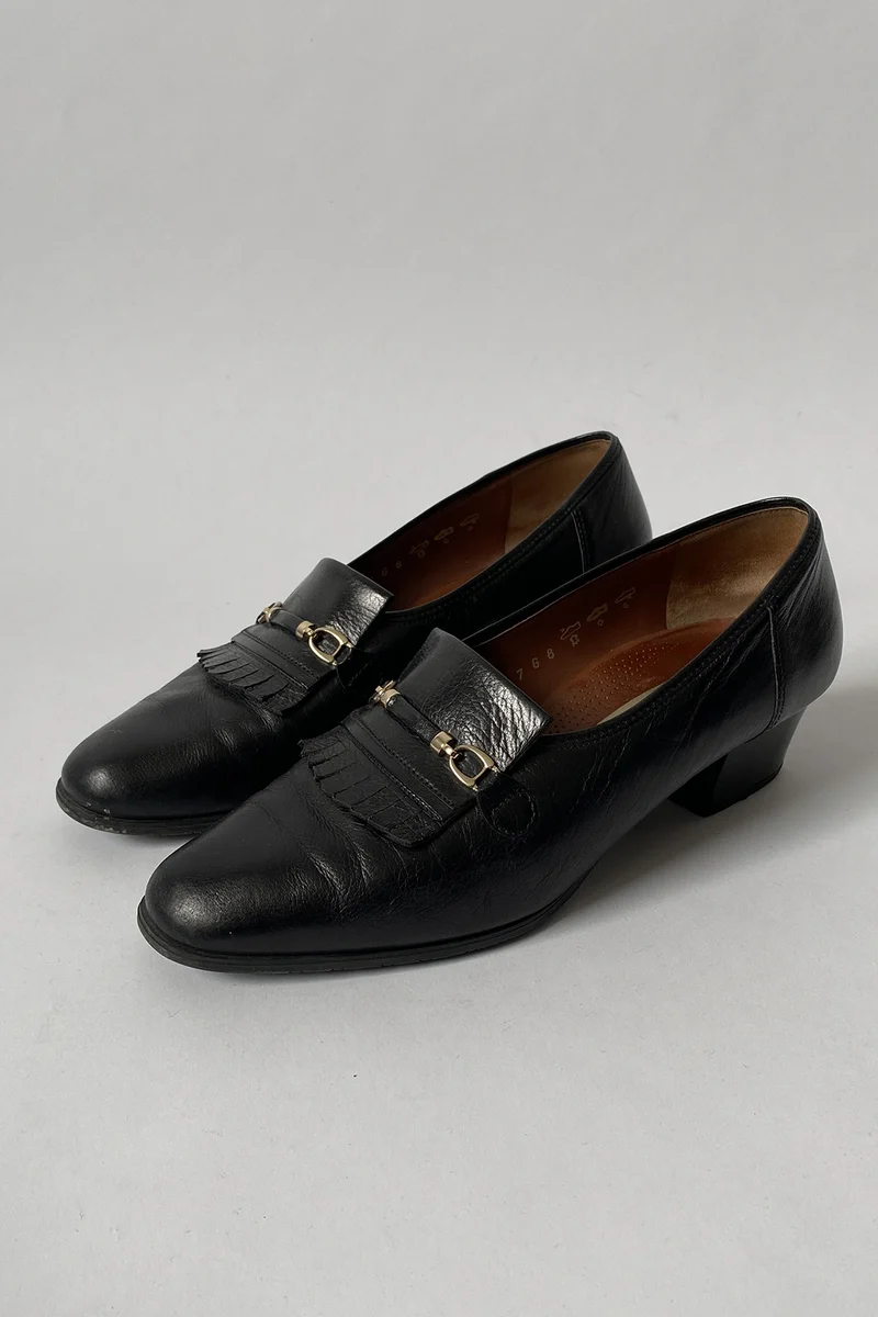 Slipper Leder Schwarz 41