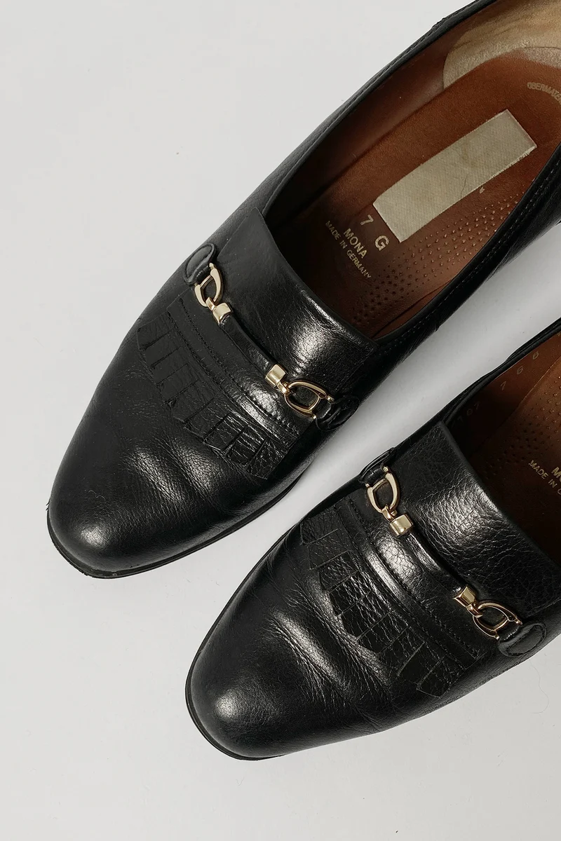 Slipper Leder Schwarz 41