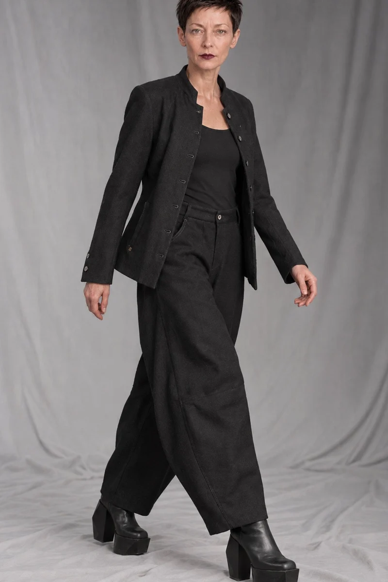 eigensinnig wien | SonNin | Designer-Damenanzug mit Barrel-Leg-Hose aus Luxuswolle