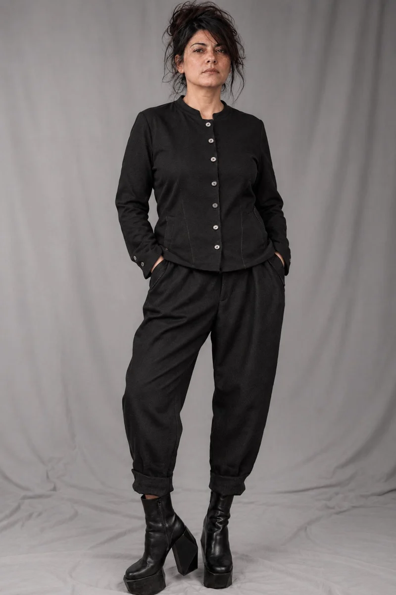 eigensinnig wien | SonEgo | Sartorialer Damen-Hosenanzug aus italienischer Luxuswolle mit Bundfaltenhose