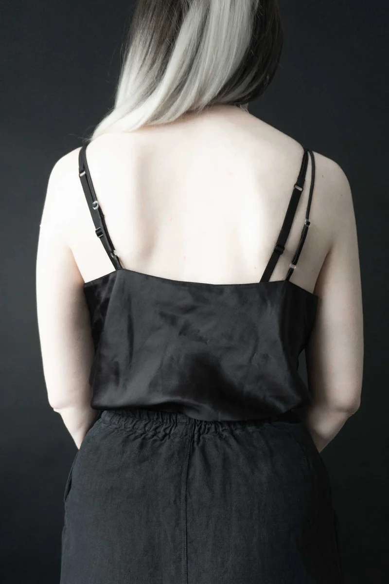Vintage Top Seide, Spitze, S–M