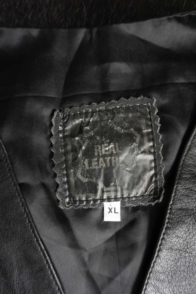 Vintage Lederweste, Schwarz, XL