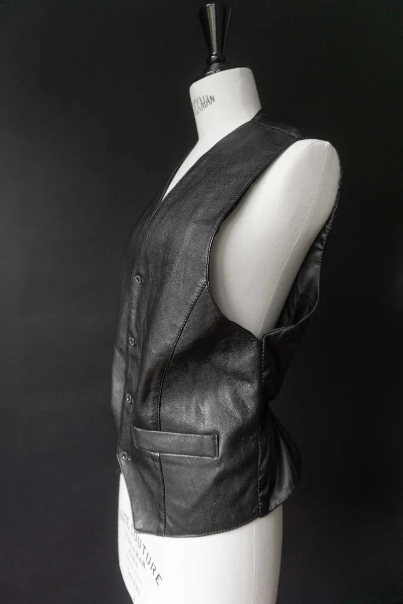 Vintage Lederweste, Schwarz, XL