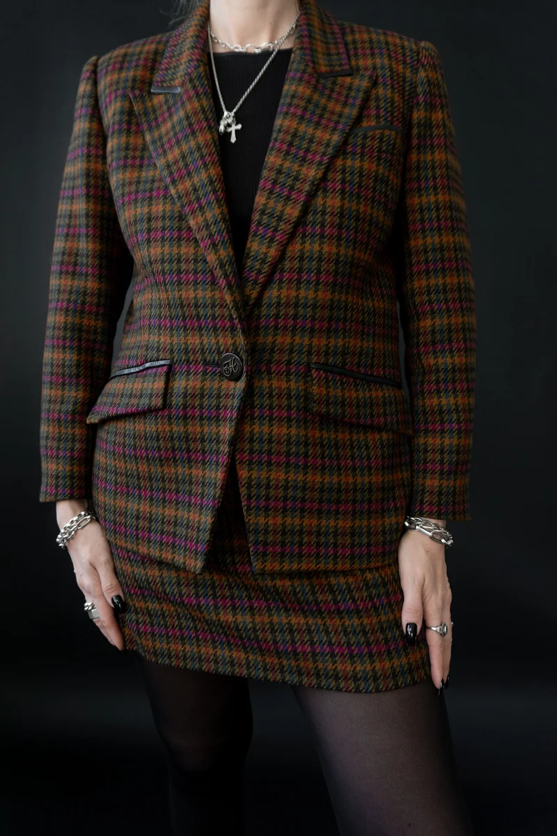 Vintage Hermes Paris Tweed Kostüm, M–L