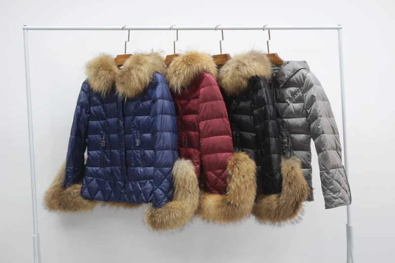 Padded Coat With Fox Fur Cuffs And Hood