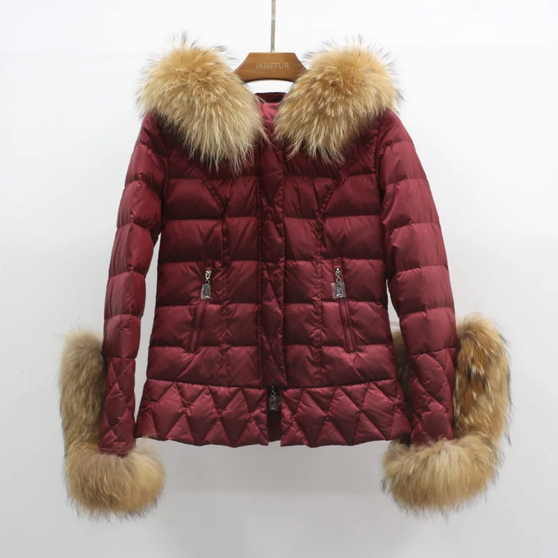 Padded Coat With Fox Fur Cuffs And Hood