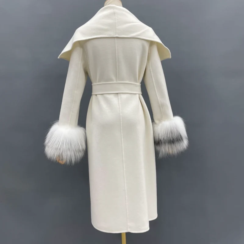 Wool Coat with Fur Cuffs