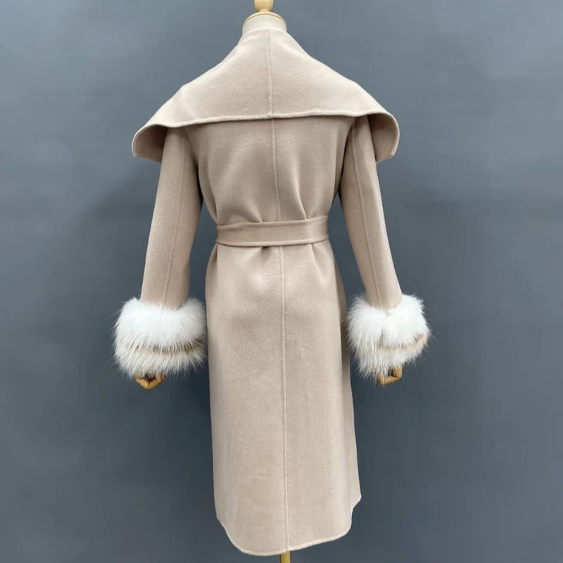 Wool Coat with Fur Cuffs