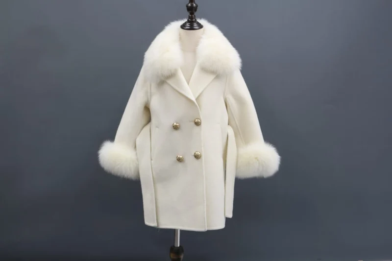 Childrens White Fox Fur Long Coat