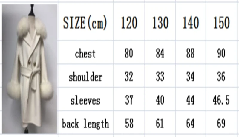 Childrens White Fox Fur Long Coat
