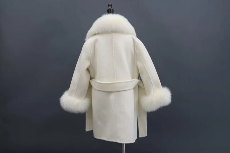 Childrens White Fox Fur Long Coat