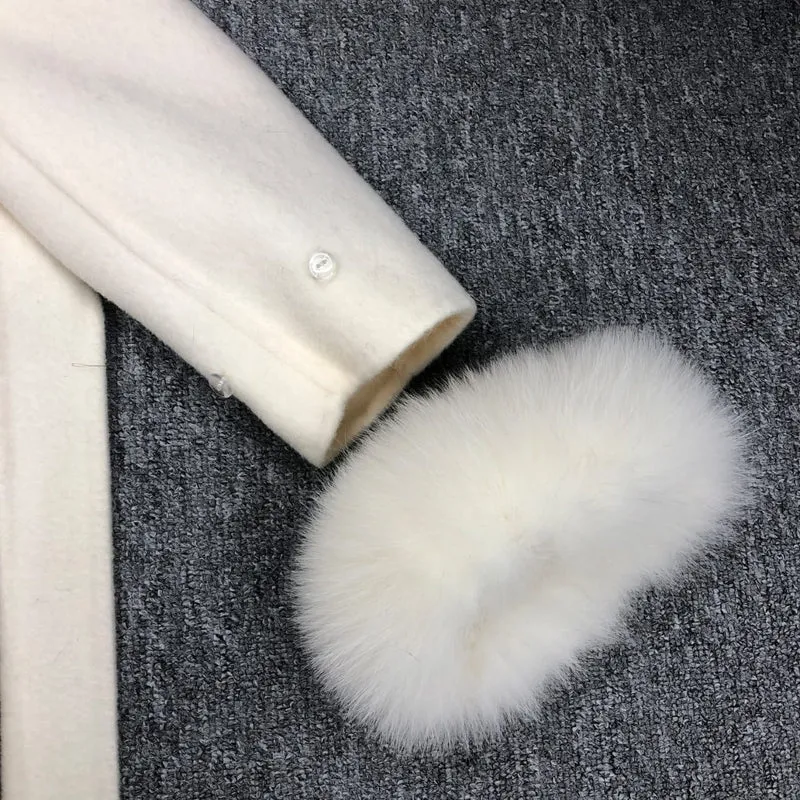 Childrens White Fox Fur Long Coat