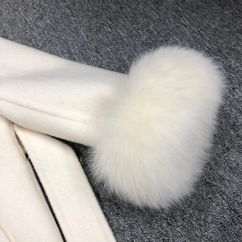 Childrens White Fox Fur Long Coat