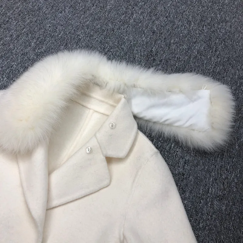 Childrens White Fox Fur Long Coat