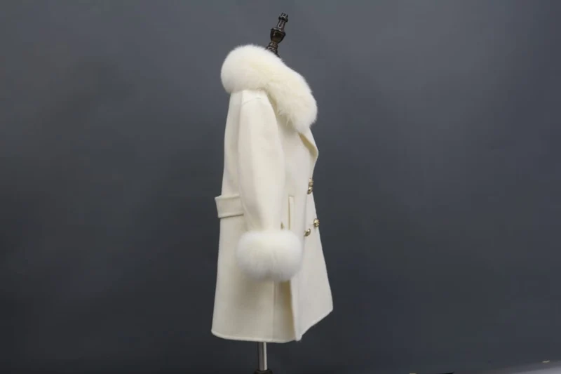 Childrens White Fox Fur Long Coat