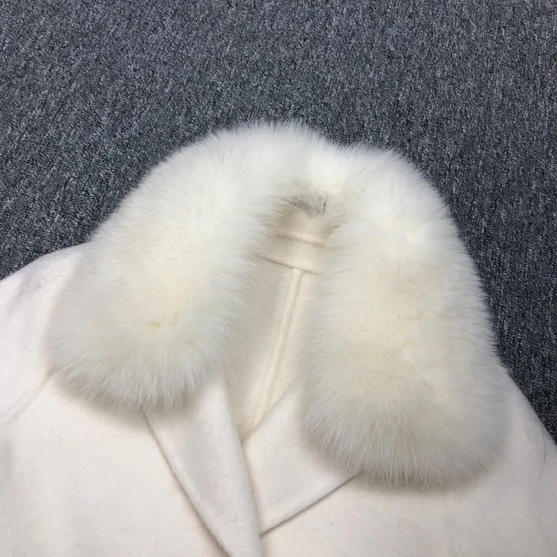 Childrens White Fox Fur Long Coat