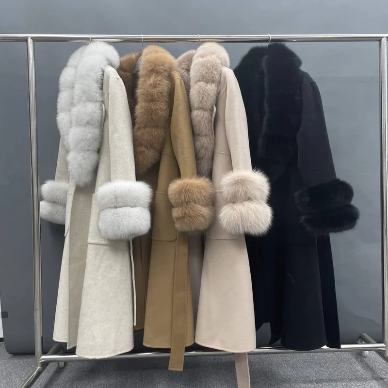 Double Row Long Fur Coat