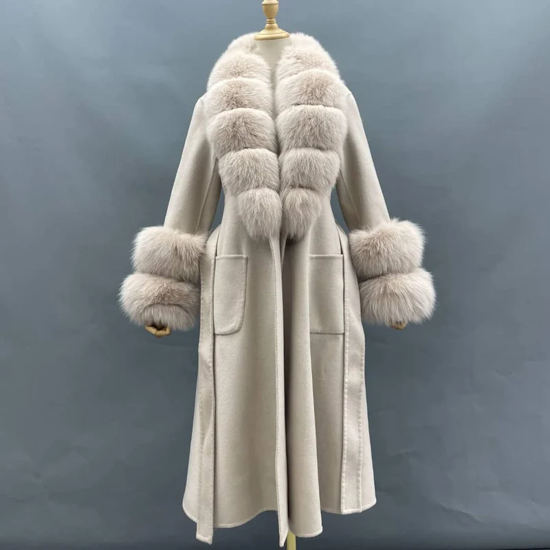 Double Row Long Fur Coat