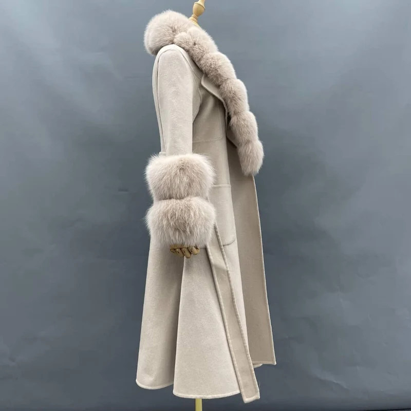 Double Row Long Fur Coat