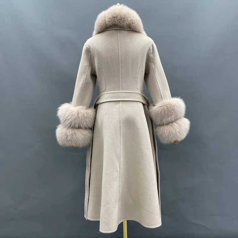 Double Row Long Fur Coat