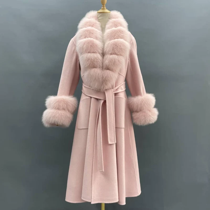 Double Row Long Fur Coat