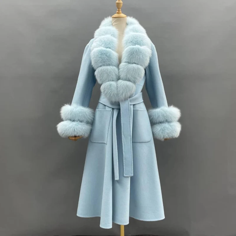 Double Row Long Fur Coat