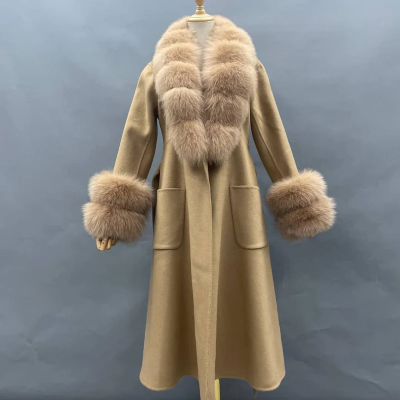 Double Row Long Fur Coat